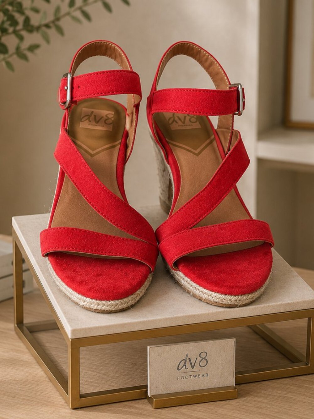 DV8 DOLCE VITA Red Suede Espadrille Wedge Sandals – Ankle Strap Summer Heels